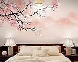 Fototapete 3D Effekt Tapete Kirschblüten Tapeten Vliestapete Wohnzimmer Wandbilder Wanddeko 300cmx210cm