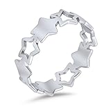 Bling Jewelry Einfacher Stapelring Patriotischer Usa Amerikanischer Himmlischer Star Ewigkeitsring Für Frauen Teen .925 Sterlingsilber