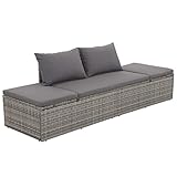 Mogou Gartenbett, Liegen, Sonnenliege, Liegeinsel Outdoor, Outdoor Bett, Doppelliege, Gartenliege, Daybed Outdoor, Grau 195×60 cm Poly Rattan