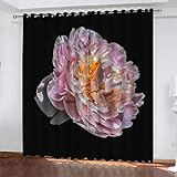 Blickdichte Gardinen Verdunkelungsvorhang Rosa Pflanzenblumen - Lichtundurchlässige Vorhang Mit Ösen 3D Gedruckt Polyester Vorhänge Für Schlafzimmer Geräuschreduzierung 2 X 150(B)X166(H) Cm - Vorhang