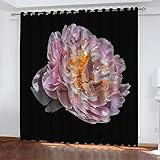 Blickdichte Gardinen Verdunkelungsvorhang Rosa Pflanzenblumen - Lichtundurchlässige Vorhang Mit Ösen 3D Gedruckt Polyester Vorhänge Für Schlafzimmer Geräuschreduzierung 2 X 150(B)X166(H) Cm - Vorhang