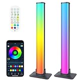 LED Lightbar,2PCS Smart RGB Lampe Dimmable Ambient Light TV Led Hintergrundbeleuchtung,USB-Betrieb,Musik Sync,Bluetooth Gaming Lampe mit App und Fernbedienung für PC Gaming Deko Zimmer Aquarium Deko