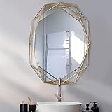 Mirrorize Groß Spiegel Gold 56 X 44 Cm, Spiegel Mit Goldrahmen, Goldener Dekorative Wandspiegel, Badezimmer Spiegel, Badspiegel, Spiegel Flur