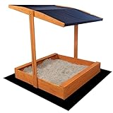 Sandkasten Sandbox mit Dach Imprägniert Kiefer Holz Sandkiste Garten 120x120cm