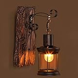 Vintage Retro Wandlampe Nostalgische Wandleuchten Metall Glas Sprühfarbe Industrie Wind Kreative E27 Rustikal Holz Wandbeleuchtung Restaurant Bar Cafe Wand Lampe Korridor Küche Schlafzimmer Wohnzimmer