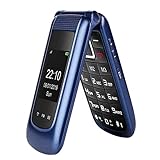 uleway GSM Seniorenhandy Klapphandy ohne Vertrag,Großtasten Mobiltelefon Einfach und Tasten Notruffunktion,2.4 +1.7 Zoll Dual Display Handy für Senioren (Blau)