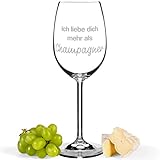 JUNIWORDS Weinglas mit Gravur, Ich liebe dich mehr als Champagner, Weißweinglas (1009278)