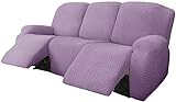 8 Teile Recliner Slipcover Stretch, Jacquard Recliner Stuhlabdeckung Abnehmbare Sofa Slipcover rutschfeste Waschbare Möbelschutz for Wohnzimmer (Color : Purple, Size : 3 Seater)