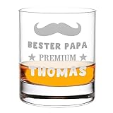 Whisky Kristall-Glas 315 ml mit Motiv-Gravur Bester Papa - mit Namen graviert - zum trinken Bourbon, Scotch und Vodka - spülmaschinenfestes Trinkglas - das perfekte Vatertagsgeschenk