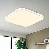 ZMH Deckenlampe LED Deckenleuchte Flach - 19W Badezimmerlampe 27cm Bad Warmweiß Deckenbeleuchtung IP44 Wasserdicht Schlafzimmerlampe Quadratisch Badlampe Weiß für Schlafzimmer Küche Flur