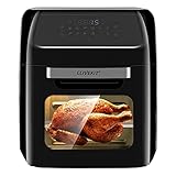 LLIVEKIT Heißluftfritteuse Heißluft-Backofen 12L, Mini-Backofen 1800W mit 6 Zubehör & Rezeptbuch, 12 in 1 Heissluftfritteuse mit digitalen LED-Display, Obst Dehydrator, Barbecue, Air Fryer ohne Öl