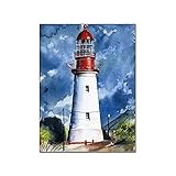 HOWDA Bilder Leinwand Wandbild Poster Ozean Leuchtturm Wand Bilder Nautische Bilder Rustikale Landschaft Wand Bilder Wohnkultur Leinwand Bild Poster (40x60cm Kein Rahmen)