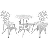 BULANED 3-TLG. Bistro-Set, Gartenset Tisch Und Stühle, Balkontisch, Balkon Möbel Für Kleinen Balkon, Terrassenmöbel, Bistrotisch, Gartentisch, Aluminiumguss Weiß