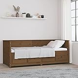 JUNZAI Tagesbett, Schlafsofa, Couch Mit Schlaffunktion, Bettsofa, Sofabett, Sofa Bed, Daybed, Schlafcouch, Couch Bett, Jugendbett, Honigbraun 80x200 cm Massivholz Kiefer