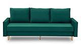 BETTSO-Sofa mit Schlaffunktion Modernes,schlafsofa Integrierter Stauraum für Bettzeug, minimalistischer Stil, Elegante Inneneinrichtung-Lissa (Grün)