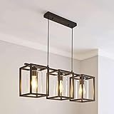 Saint Mossi Metall Kronleuchter Beleuchtung mit 3 Light,Rustikal Vintage Farmhouse Pendelleuchte, Schwarzes Finish Kronleuchter,W14cm x L70cm x H125cm mit verstellbarer Kette
