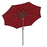 SONGMICS Sonnenschirm 300 cm, UPF 50+, Strandschirm, beidseitig um 30° knickbar, Sonnenschutz, mit Kurbel zum Öffnen/Schließen, für Terrasse, Balkon, Pool, ohne Ständer, rot GPU30RD