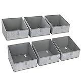 DIMJ 6 Stück Aufbewahrungsboxen, Trapezförmige Aufbewahrungskorb Stoff, Faltbare Aufbewahrungskisten mit Griff, Kleiderschrank Ordnungssystem, Faltbox für Kleidung, Bücher, Spielzeug