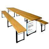 Deuba Bierzeltgarnitur 220 cm Klappbar Stabil 3 Teilig 2X Bierbank 1x Breiter Tisch Holz Biertischgarnitur Festzeltgarnitur Biergarten Biergarnitur