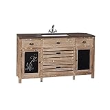 Loberon® Spülenschrank Rawlings, Marmorplatte/Tannenholz, H/B/T ca. 86/150 / 62 cm, braun/anthrazit