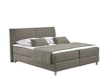 Maintal Boxspringbett Denver, 200 x 200 cm, Strukturstoff, 7-Zonen-Kaltschaum Matratze h3, Taupe