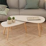 BULANED Beistelltisch-Set 2 STK Tabletttisch, Blumenhocker, Nachttisch, Couchtisch, Wohnzimmer, Nightstand, Kiefernholz Massiv Weiß