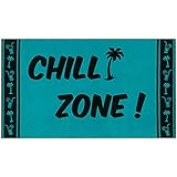 Delindo Lifestyle® Frottee Strandtuch Tropical CHILL Zone TÜRKIS, 100% Baumwolle, Strandlaken ist 100 x 180 cm groß