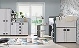 Generisch Jugendzimmer Gumi 4 teilig Komplett in Anthrazit und Weiß für Jungend und Mädchen - Kinderzimmer Möbel Teenagerzimmer