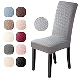 Stuhlhussen 4er Set Universal Stretch Stuhlhussen Moderne Jacquard Husse Abnehmbare Stuhlbezug Abdeckung Esszimmer überzug Bi-Elastic Spannbezug,für Bankett Deko und Hochzeit Partys(Hellgrau,4 er Set)