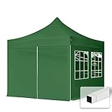 TOOLPORT 3x3m Pavillon Faltpavillon Klappzelt inkl. 4 Seitenteile Stahl Faltzelt Garten Partyzelt grün