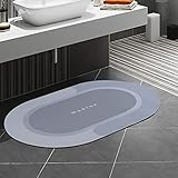 comfoyar Super Saugfähig Badematte rutschfest, Badvorleger Schnelltrocknend Saugfähig, Einfach zu Säubern, Badteppich für Badewanne, Waschbecken (40x60cm, Oval Blau)