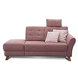 Cavadore Recamiere Trond mit Federkern / Modernes Sofa im Landhausstil mit Armteil rechts / Inkl. Kopfstütze und Rückenkissen / 194 x 89 x 92 / Flachgewebe rosa