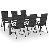7/9-teiliges Garten-Essgruppe Schwarz und Braun Gartenmöbel Set, Lounge Set, cremefarbenen Kissen - aus PE-Rattan - Tisch Stühle 55 x 64 x 105 cm