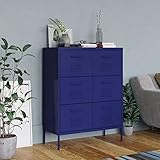 ZEYUAN Schubladenschrank, Kommode, Sideboard, Highboard, Schrank, Marineblau 80x35x101,5 cm Stahl