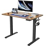 FEZIBO Schreibtisch Höhenverstellbar Elektrisch, 100 x 60 cm Stehschreibtisch mit Memory-Steuerung und Anti-Kollisions Technologie, Schwarz Rahmen/Braun Oberfläche