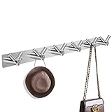 YUNISS Kleiderhaken Garderobenhaken, Garderobenleiste Edelstahl Garderobe mit 6 Haken Hakenleiste Jackenhalter Wandhaken for Schlafzimmer, Bad, Küche (Silber, 6 Haken)