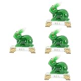 Veemoon 4 Stück Jade-Kaninchen-Ornament Tiere Spielzeug Mini-Spielzeug Miniatur-Dekoration Chinesisches Maskottchen-Kaninchen Kristall-Kaninchen-Skulptur Kristall-Hasen-Statue