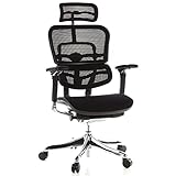 hjh OFFICE 652650 Luxus Chefsessel ERGOHUMAN Plus ergonomischer Bürostuhl mit Vollausstattung, Originales Design, Stoff Schwarz