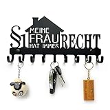 ELFSELF® Schlüsselbrett für die Wand - perfektes Design für die Familie - Mit dem Schlüsselboard alles ordentlich organisiert - 9 Aufhänger Meine Frau hat immer Recht- Schlüsselablage