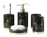 Bad-Accessoires-Set Badezimmer Zubehör Set Badezimmer-Zubehör-Set Aus Marmor, 5-teilig, Keramik, Einschließlich Seifenschale, Zahnbürstenhalter, Becher, Lotionspender Badezimmer-Set Badezimmerzubehör-