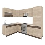 NJDT Küche L-Form mit Hochschrank 180 x 270 cm Küchenzeile Einbauküche