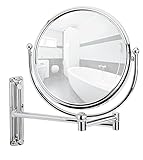 WENKO Kosmetikspiegel Deluxe, Spiegel mit 100%-Spiegelfläche und 5-fach Vergrößerung, (B/H): Ø 19 cm, stufenlos ausziehbar, schwenkbar & höhenverstellbar, ca. 31 cm Armlänge, 23 x 28,5 x 33 cm, Chrom