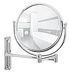 WENKO Kosmetikspiegel Deluxe, Spiegel mit 100%-Spiegelfläche und 5-fach Vergrößerung, (B/H): Ø 19 cm, stufenlos ausziehbar, schwenkbar & höhenverstellbar, ca. 31 cm Armlänge, 23 x 28,5 x 33 cm, Chrom