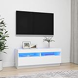 CIADAZ TV-Schrank, Fernsehtisch, Tv Lowboard, Fernsehschrank, Tv Bank, Tv Table, Tv Kommode, mit LED-Leuchten Weiß 100x35x40 cm