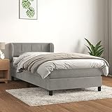 ZEYUAN Boxspringbett mit Matratze, Bettgestell, Betten, Schlafbett, Bed Frame, Jugendbett, Betten Für Teenager, Schlafzimmer Bett, Hellgrau 80x200 cm Samt