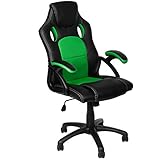 Panorama24 Gamer Stuhl Gaming Schreibtischstuhl Chefsessel Bürostuhl Ergonomisch, Grün, 9 Farbvarianten, gepolsterte Armlehnen, Wippmechanik, belastbar bis 150 kg, Lift TÜV geprüft