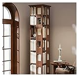 KIRANDY Drehbares Bücherregal aus Massivholz, 360-Grad-Bücherregal Landing Creative Student Book Shelf for Living Room (Größe : 44x44x140cm Walnut Color)