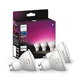 Philips Hue White & Color Ambiance GU10 Dreierpack, 3x350lm, dimmbar, bis zu 16 Millionen Farben, steuerbar via App, kompatibel mit Amazon Alexa (Echo, Echo Dot)