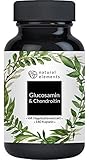 Glucosamin & Chondroitin hochdosiert - 180 Kapseln mit natürlichem Vitamin C - Trägt zu einer normalen Kollagenbildung bei* - Laborgeprüft und in Deutschland produziert