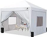 Pop Up Pavillon 3x3 mit 4 Seitenteilen wasserdicht stabil Faltpavillon UV Schutz 50+ Partyzelt Gartenpavillon mit 4 Sandsack Tragtasche Weiß